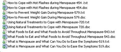 Titles of the 5 Menopause PLR articles