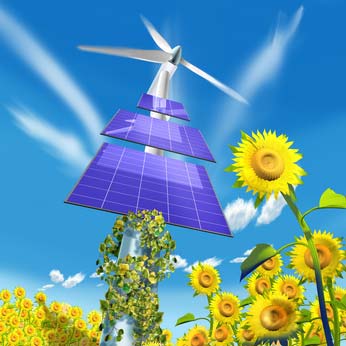 solar panels and wind power