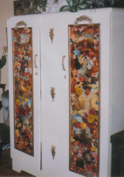 completed robe decoupage on doors