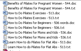 Titles of the 5 Pilates PLR articles