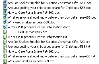 Titles of the 5 Pet Snake PLR articles