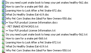 Titles of the 5 Pet Snake PLR articles