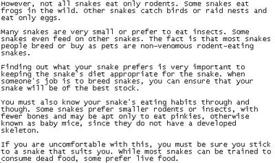 Sample of pet snake PLR article content