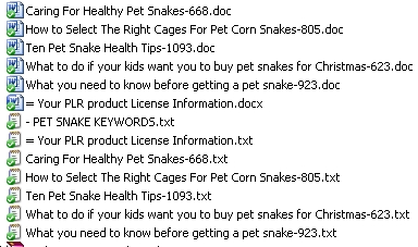 Titles of the 5 Pet Snake PLR articles